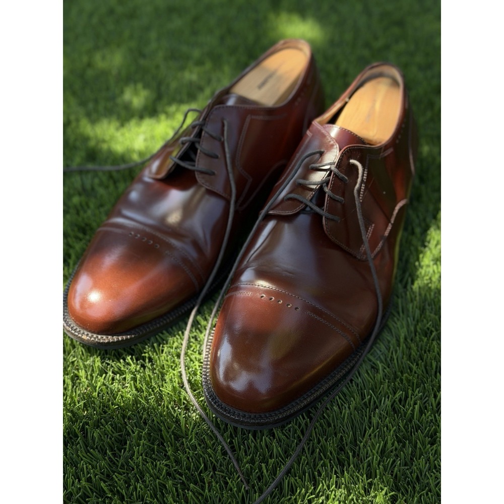 Johnston & Murphy Signature Series 15-1294 Brown Cap Toe Derby Shoes 10 W